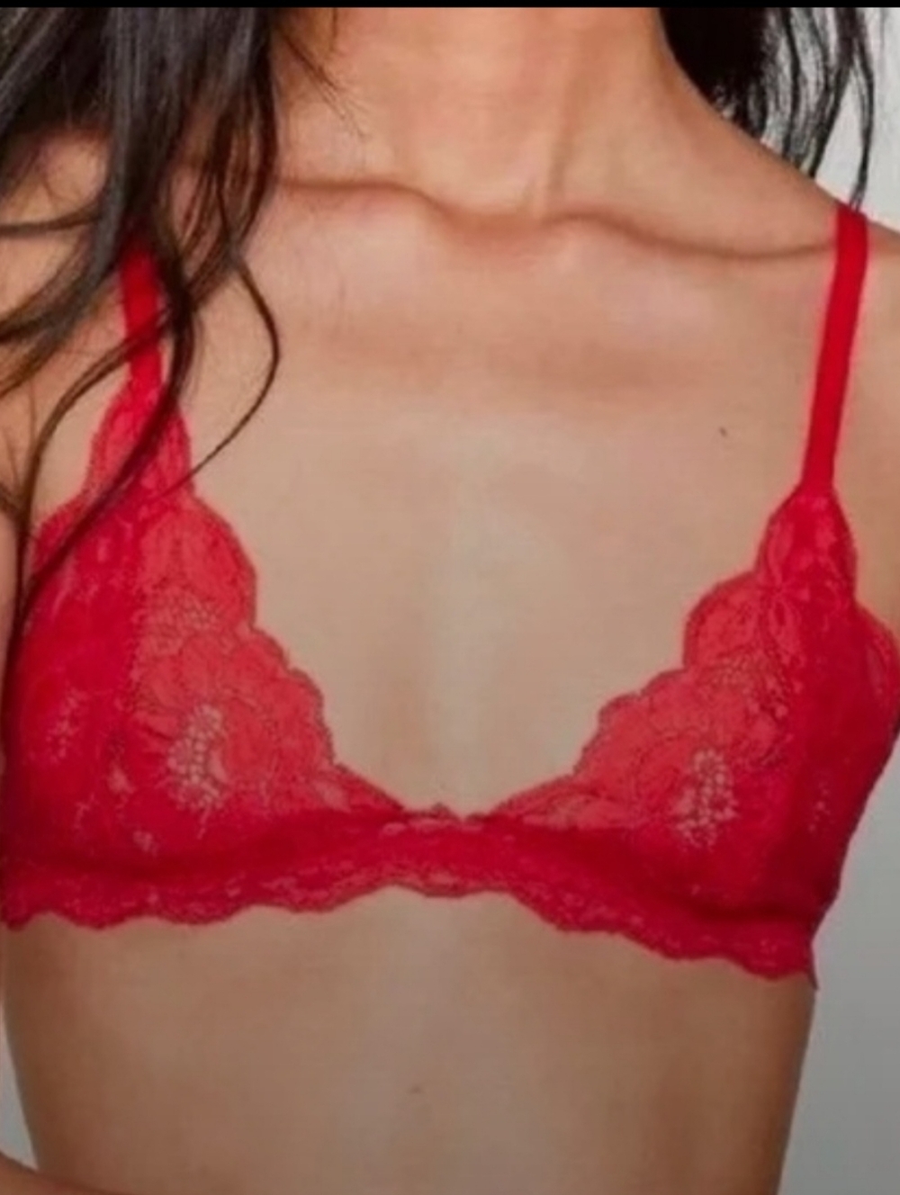 We Are Hah Lace Triangle Bralette - Red